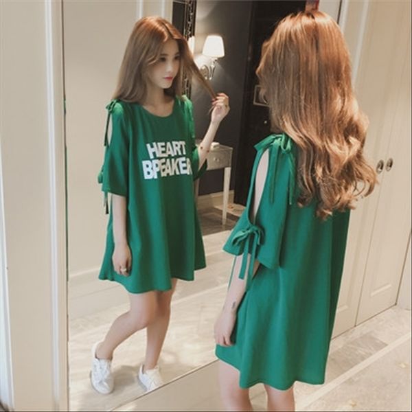 bow letter printed half sleeve-shoulder t-shirt loose large size women's mid- long butterfly long skirt skirt, White
bow letter printed half sleeve-shoulder t-shirt loose large size women's mid- long butterfly long skirt skirt, White