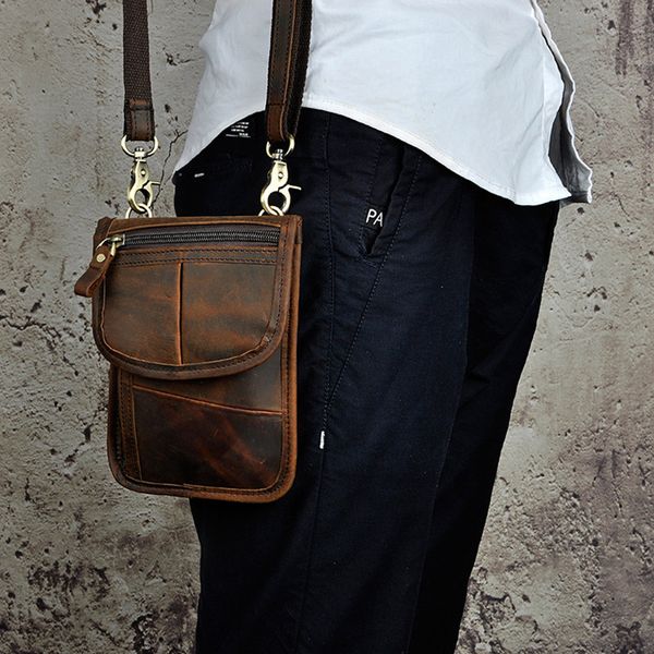 designer thin simple vintage small shoulder messenger 7 inch crazy horse leather men belt waist bags/wallet for iphone 
designer thin simple vintage small shoulder messenger 7 inch crazy horse leather men belt waist bags/wallet for iphone