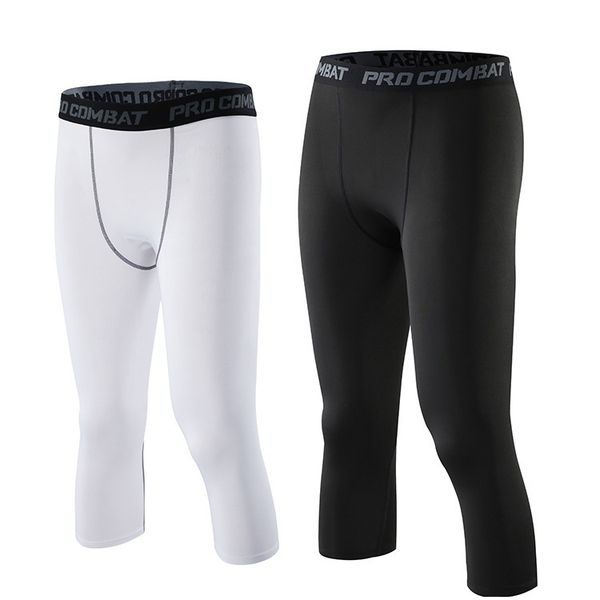 3/4 men compression pants sportwear running tights sports leggings fitness men basketball training pant gym clothing, Black;blue
3/4 men compression pants sportwear running tights sports leggings fitness men basketball training pant gym clothing, Black;blue