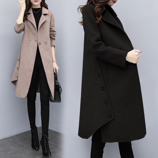 2019 new autumn winter coat women wool blend cardigan jacket coat oversize fashion long outwear wool female clothing, Black
2019 new autumn winter coat women wool blend cardigan jacket coat oversize fashion long outwear wool female clothing, Black