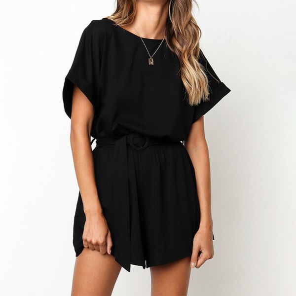 wepbel women solid color jumpsuit summer short sleeve romper women o neck sashes cotton casual playsuit overalls mono mujer, Black;white
wepbel women solid color jumpsuit summer short sleeve romper women o neck sashes cotton casual playsuit overalls mono mujer, Black;white