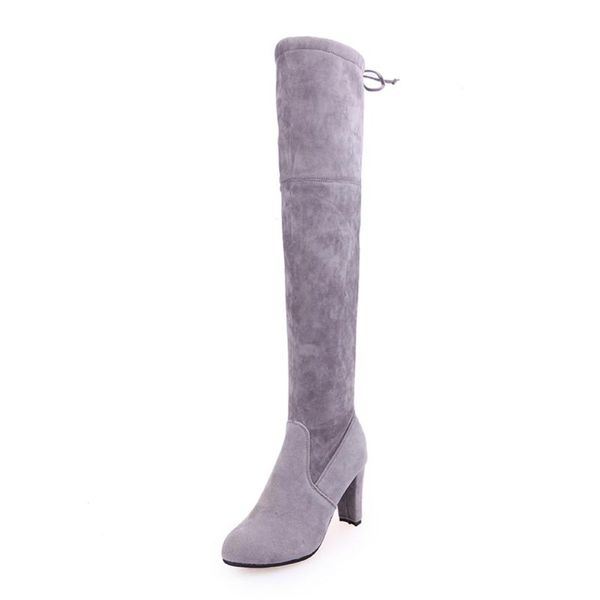 women ladies suede over the knee thigh high block heel lace the tie back boots, Black
women ladies suede over the knee thigh high block heel lace the tie back boots, Black