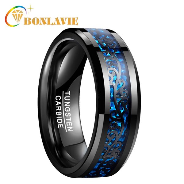 bonlavie wedding bands men ring black vine blue carbon fiber 100% tungsten steel rings male jewelry anillos accessories t190624, Silver
bonlavie wedding bands men ring black vine blue carbon fiber 100% tungsten steel rings male jewelry anillos accessories t190624, Silver