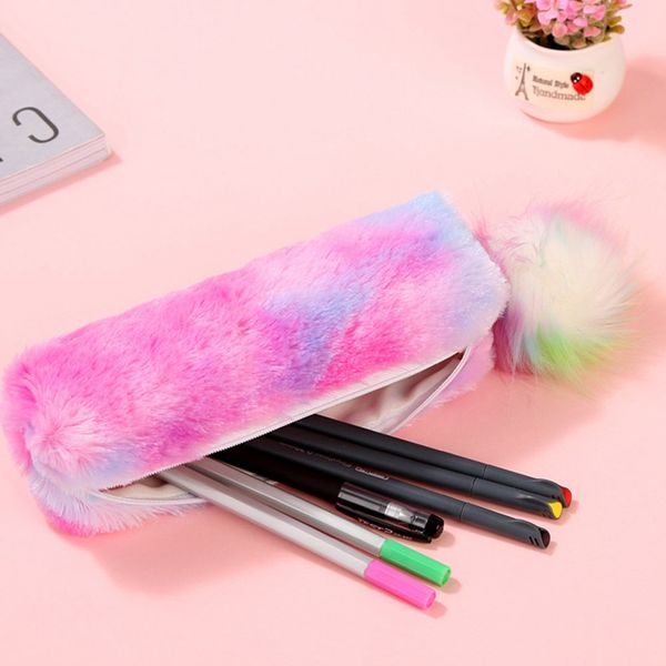 kawaii rainbow plush pencil case for girls cute pencil pouch hair ball pen bag school supplies stationery
kawaii rainbow plush pencil case for girls cute pencil pouch hair ball pen bag school supplies stationery