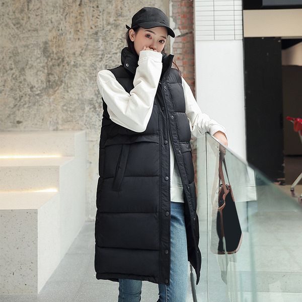 women's sleeveless cotton padded jacket vests slim pockets long winter vest female 2019 autumn korean waistcoat colete feminino, Black;white
women's sleeveless cotton padded jacket vests slim pockets long winter vest female 2019 autumn korean waistcoat colete feminino, Black;white