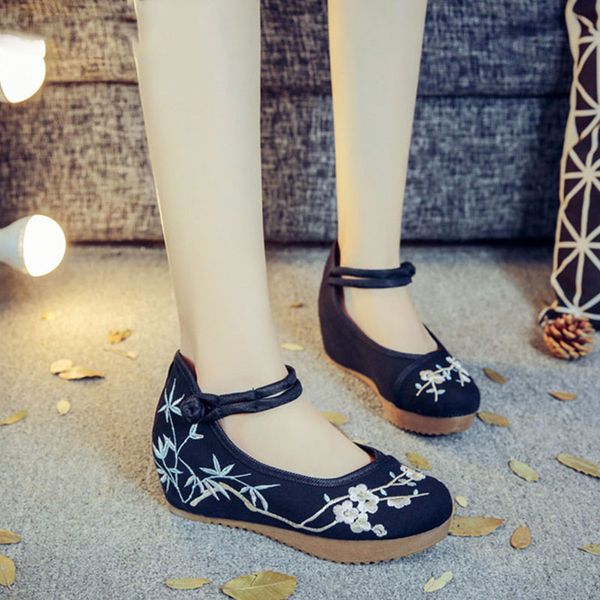 women canvas vintage wedges loafers ladies embroider button increasing mother shoes female fashion casual footwear, Black
women canvas vintage wedges loafers ladies embroider button increasing mother shoes female fashion casual footwear, Black