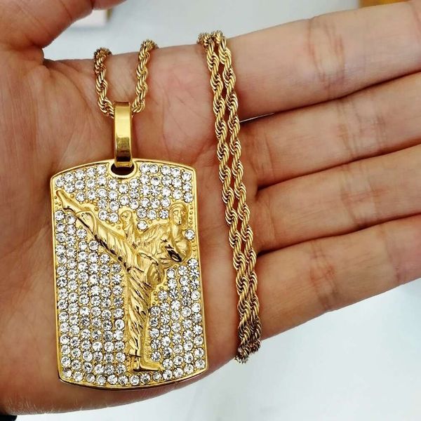 hip hop chinese kung fu diamonds pendant necklaces for men luxury taekwondo crystal pendants necklace gold stainless steel fashion jewelry, Silver
hip hop chinese kung fu diamonds pendant necklaces for men luxury taekwondo crystal pendants necklace gold stainless steel fashion jewelry, Silver