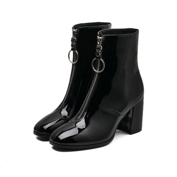 autumn fashion boots new low heel boots zipper women round toe square heel patent leather black
autumn fashion boots new low heel boots zipper women round toe square heel patent leather black