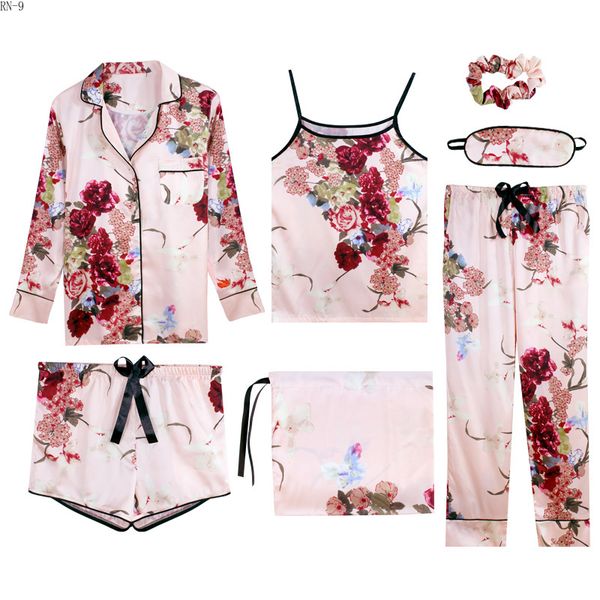 7pcs suit spring lady homewear sling summer women silk pajamas set lace girls sleepwear women loungewear set women's, Black;red
7pcs suit spring lady homewear sling summer women silk pajamas set lace girls sleepwear women loungewear set women's, Black;red