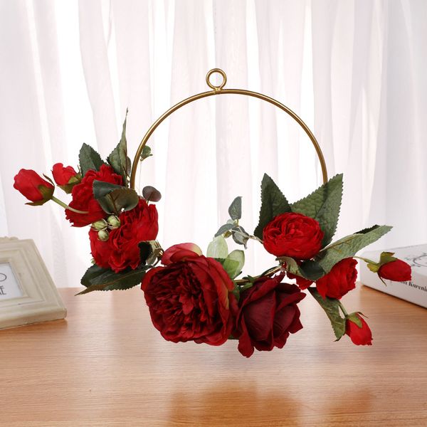 iron floral hoop wreaths gold geometric wedding ornaments wall hanging decor artificial peony flower wreath dark red rose
iron floral hoop wreaths gold geometric wedding ornaments wall hanging decor artificial peony flower wreath dark red rose