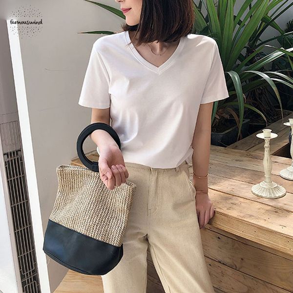 chic повседневная футболка с коротким рукавом лета женщин 95% основная v neck t shirt плюс размер 3xl candy t shirt, White
chic повседневная футболка с коротким рукавом лета женщин 95% основная v neck t shirt плюс размер 3xl candy t shirt, White