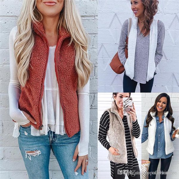 winter solid color womens vest cardigan sleeveless womens coats designer stand collar ladies clothing, Black;white
winter solid color womens vest cardigan sleeveless womens coats designer stand collar ladies clothing, Black;white