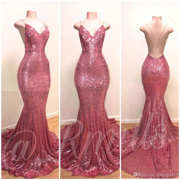 new rose pink bling sequined mermaid prom dresses sequins sleeveless criss cross open back sweep train formal evening gowns wear, Black
new rose pink bling sequined mermaid prom dresses sequins sleeveless criss cross open back sweep train formal evening gowns wear, Black