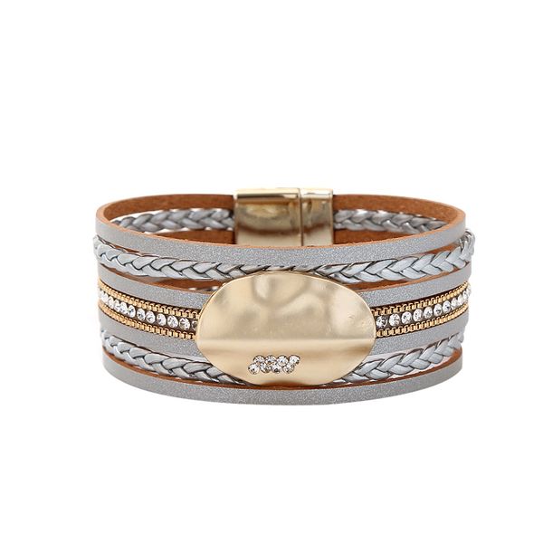 new arrival fashion braided leather magnetic bracelet bangle with crystal hammered geometric metal alloy coin charm for women, Golden;silver
new arrival fashion braided leather magnetic bracelet bangle with crystal hammered geometric metal alloy coin charm for women, Golden;silver