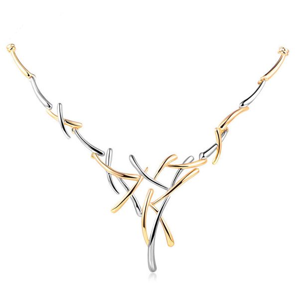 

boako two tone gold geometric cross gold mix color metallic necklace statement punk jewelry for women female party jewelery z4, Silver