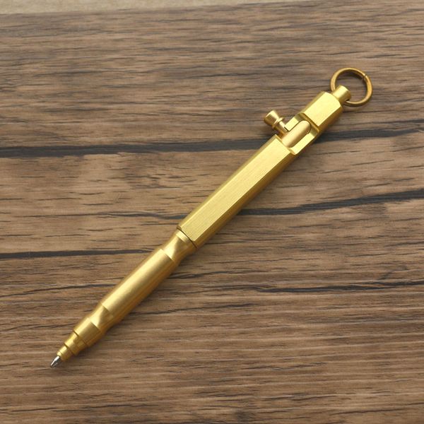 handmade portable pull bolt brass tactical pen ball pen w/ key ring outdoor self-defense edc pen
handmade portable pull bolt brass tactical pen ball pen w/ key ring outdoor self-defense edc pen