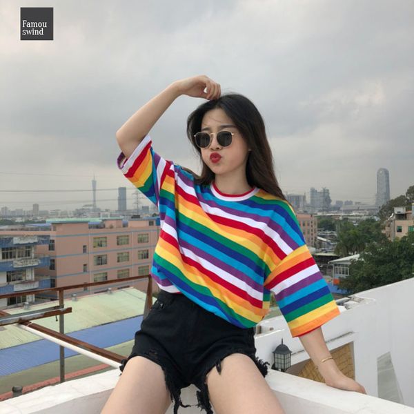 korean harajuku t shirt women rainbow striped tshirt 2019 summer short sleeve striped punk t shirt camiseta feminina, White
korean harajuku t shirt women rainbow striped tshirt 2019 summer short sleeve striped punk t shirt camiseta feminina, White
