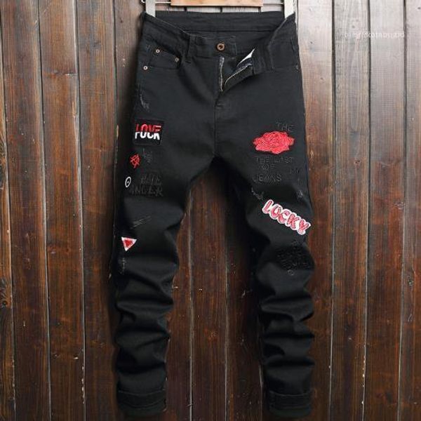 little feet male trousers trend tight black gentleman pants men embroidery flower slim jeans straight, Blue
little feet male trousers trend tight black gentleman pants men embroidery flower slim jeans straight, Blue