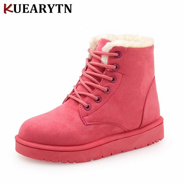 

2018 new classic women winter boots suede ankle snow boots female warm fur plush insole botas mujer lace-up 36-40, Black