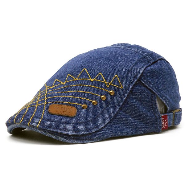 new denim rivet beret adjustable flat cap casual vintage female berets holiday gift, Blue;gray
new denim rivet beret adjustable flat cap casual vintage female berets holiday gift, Blue;gray