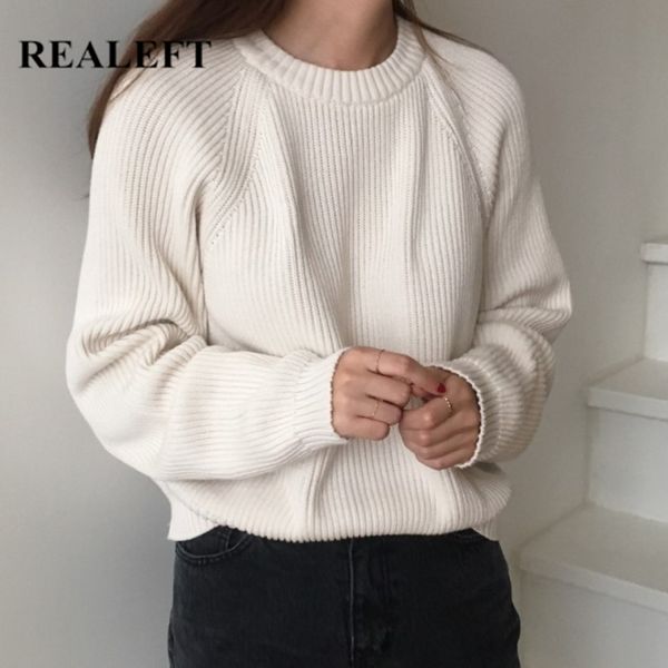 realeft autumn winter warm long sleeve simple loose o-neck women's sweaters pullover korean style minimalist knitting sweater casual, White;black
realeft autumn winter warm long sleeve simple loose o-neck women's sweaters pullover korean style minimalist knitting sweater casual, White;black