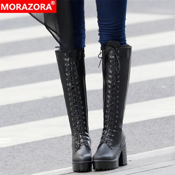 morazora 2020 knee high boots women lace up zip high heels platform boots autumn winter punk shoes ladies big size 43, Black
morazora 2020 knee high boots women lace up zip high heels platform boots autumn winter punk shoes ladies big size 43, Black