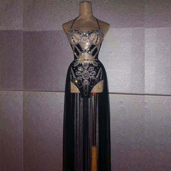 black bodysuit trailing skirt stage costume 2-piece set shiny rhinestones female singer jazz dance stage wear show costume, Black;red
black bodysuit trailing skirt stage costume 2-piece set shiny rhinestones female singer jazz dance stage wear show costume, Black;red