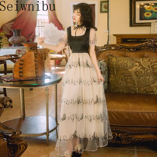 2020 summer runway dresses butterfly embroidery mesh dress bow tie neck puff sleeve big swing party elegant dress, Black;gray
2020 summer runway dresses butterfly embroidery mesh dress bow tie neck puff sleeve big swing party elegant dress, Black;gray