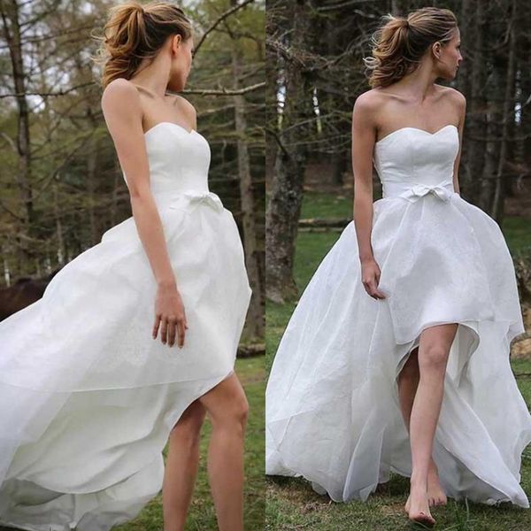 strapless a line high low robe de mariée simple satin sweetheart zipper back beach wedding dress plus size wedding gown, White
strapless a line high low robe de mariée simple satin sweetheart zipper back beach wedding dress plus size wedding gown, White