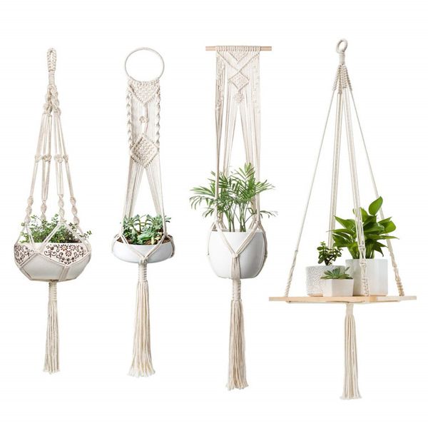macrame plant hangers hanging plant shelf indoor wall planter decorative flower pot holder boho home decor, set of 4
macrame plant hangers hanging plant shelf indoor wall planter decorative flower pot holder boho home decor, set of 4