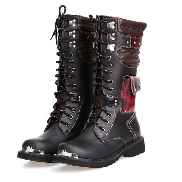 Men Buckle Lace Up High Combat Boots Fashion Mens Shoes British Metal Military Motorcycle Boots, Black
Men Buckle Lace Up High Combat Boots Fashion Mens Shoes British Metal Military Motorcycle Boots, Black