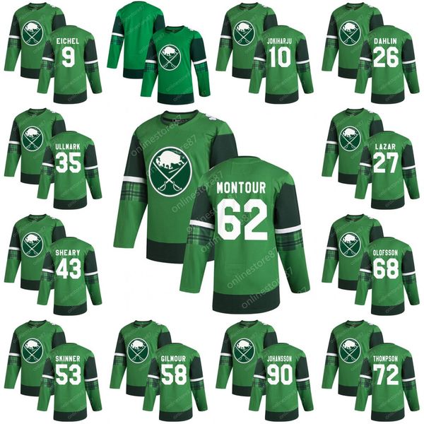 62 brandon montour buffalo sabres 2020 st. patrick's day jersey 9 jack eichel henri jokiharju marcus johansson victor olofsson rasmus d, Black
62 brandon montour buffalo sabres 2020 st. patrick's day jersey 9 jack eichel henri jokiharju marcus johansson victor olofsson rasmus d, Black