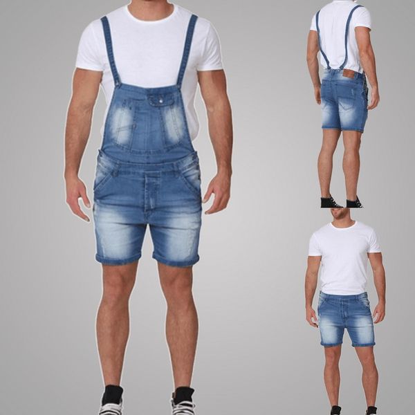 2019 summer men jeans jumpsuits shorts street distressed denim bib overalls man suspender short pants mens casual denim overalls, Blue
2019 summer men jeans jumpsuits shorts street distressed denim bib overalls man suspender short pants mens casual denim overalls, Blue