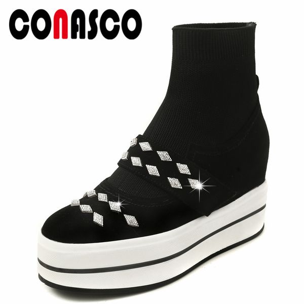 conasco women rhinestone ankle boots wedges high heels autumn winter socks boots ladies new party prom pumps short, Black
conasco women rhinestone ankle boots wedges high heels autumn winter socks boots ladies new party prom pumps short, Black