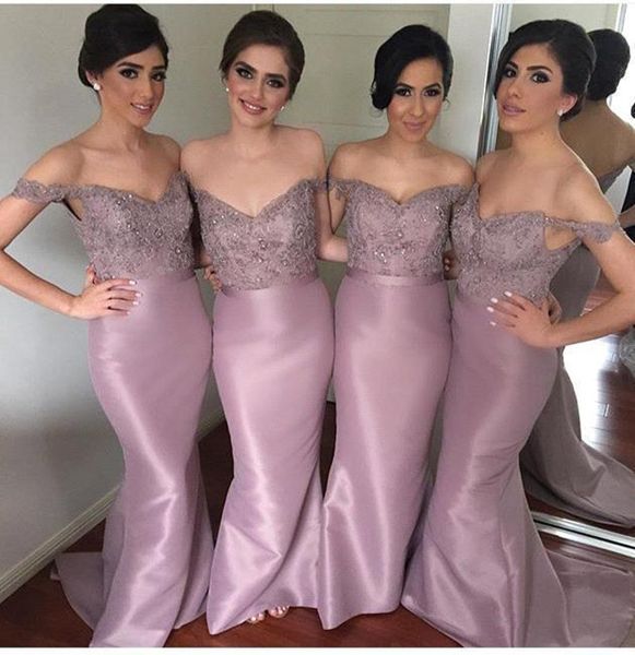 off shoulder satin mermaid bridesmaid dresses with lace embroidery 2019 floor length formal party dress blush, White;pink
off shoulder satin mermaid bridesmaid dresses with lace embroidery 2019 floor length formal party dress blush, White;pink