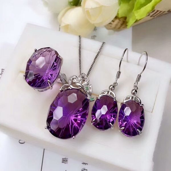 meibapj natural amethyst gemstone fine wedding jewelry set 925 pure silver necklace ring earrings suit for women, Black
meibapj natural amethyst gemstone fine wedding jewelry set 925 pure silver necklace ring earrings suit for women, Black