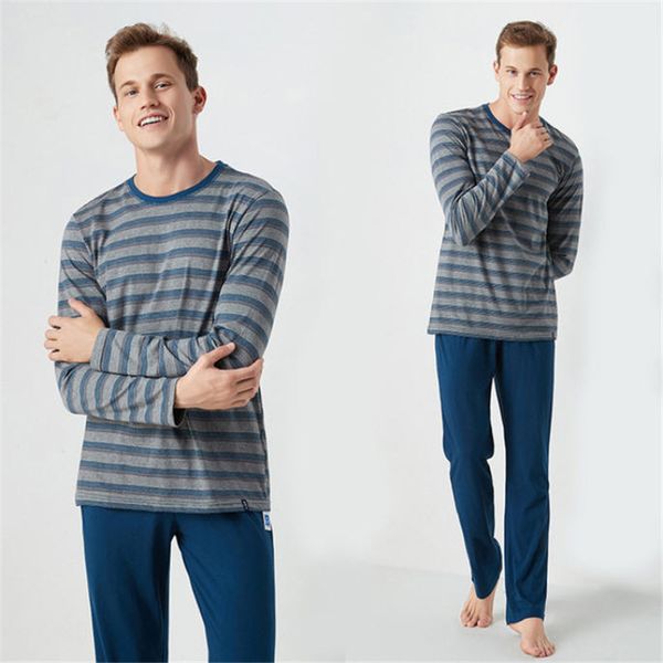 autumn long sleeve men's pajamas casual loose men pyjama sets striped blue cotton pajamas for men homewear sleep lounge ma50188, Black;brown
autumn long sleeve men's pajamas casual loose men pyjama sets striped blue cotton pajamas for men homewear sleep lounge ma50188, Black;brown