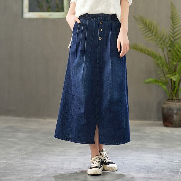 skirts 2021 long mid-calf a-line women elastic waist spring summer denim cortton casual blue pockets, Black
skirts 2021 long mid-calf a-line women elastic waist spring summer denim cortton casual blue pockets, Black