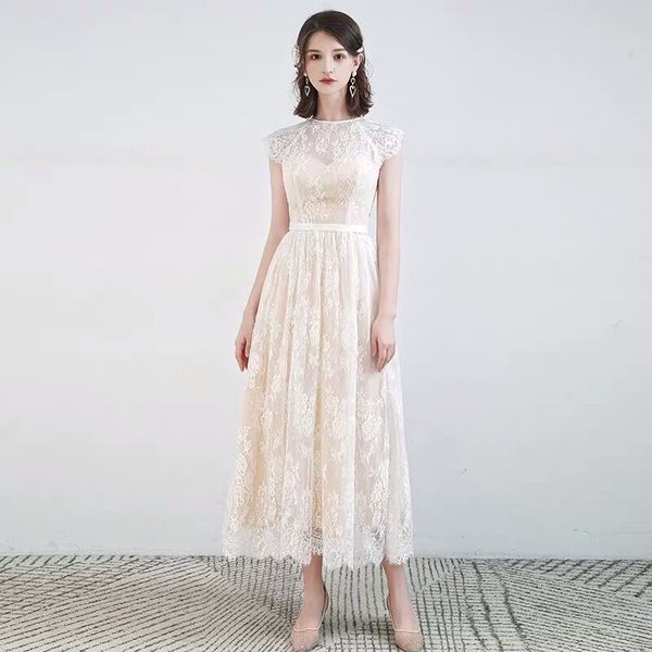 champagne o neck lace beach tea length wedding dresses 2020 short sleeves wedding gowns button back bride dress, White
champagne o neck lace beach tea length wedding dresses 2020 short sleeves wedding gowns button back bride dress, White