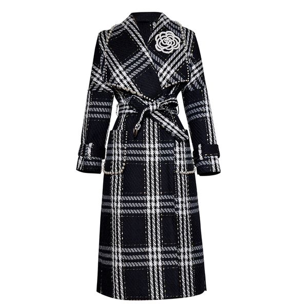 new stylish runway 2019 designer wool coat women's plaid tweed long coat overcoat, Black
new stylish runway 2019 designer wool coat women's plaid tweed long coat overcoat, Black