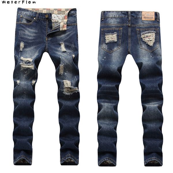 2019 new with holes slim fit straight distressed denim fashion men ripped jeans pants plus size 28-40 trousers for male washed, Blue
2019 new with holes slim fit straight distressed denim fashion men ripped jeans pants plus size 28-40 trousers for male washed, Blue