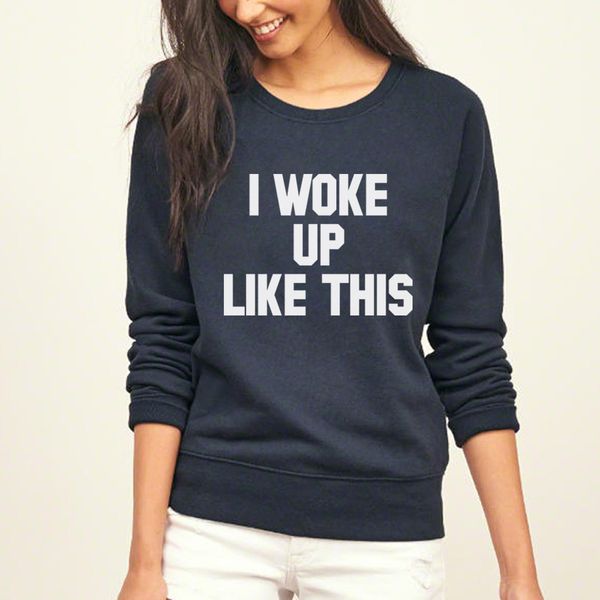 

i woke up like this print 2019 new style hip-hop sweatshirt women harajuku hipster pullovers kpop fitness hoodies trackuit femme, Black