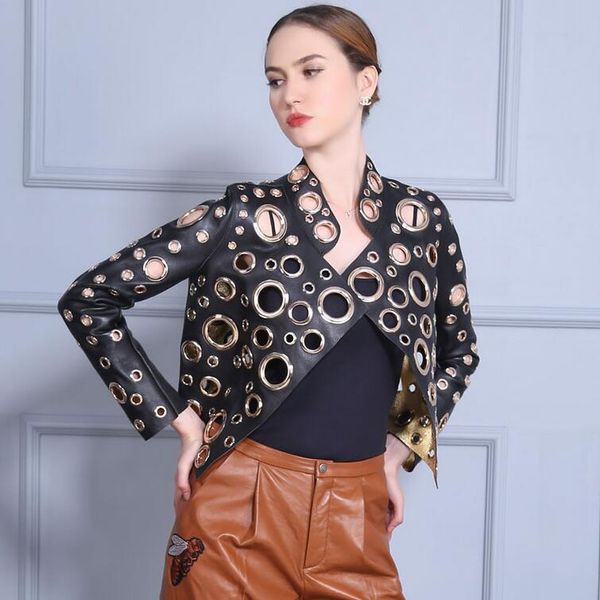 2017 fashion silver hollow out female jacket women rivet motorcycle jaqueta feminin women slim elegant basic coats, Black
2017 fashion silver hollow out female jacket women rivet motorcycle jaqueta feminin women slim elegant basic coats, Black