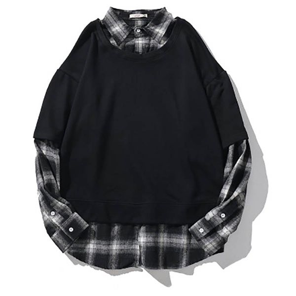 men 2019 fashion fake two-piece plaid long sleeved shirt loose coat new style brand sweater autumn and winter sweatshirt hoodies, White;black
men 2019 fashion fake two-piece plaid long sleeved shirt loose coat new style brand sweater autumn and winter sweatshirt hoodies, White;black