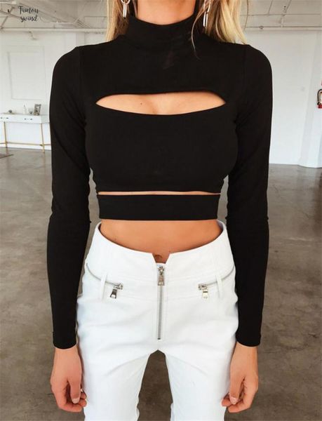 solid women black ladies long sleeve crop hollow out bandage ladies high neck fashion clothes, White
solid women black ladies long sleeve crop hollow out bandage ladies high neck fashion clothes, White