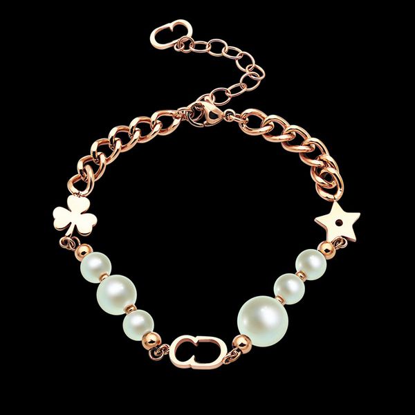 2020 designer d letter clover pentagram pearl bracelet lady rose gold thick bracelet, Black
2020 designer d letter clover pentagram pearl bracelet lady rose gold thick bracelet, Black