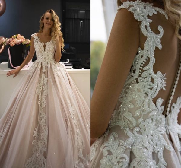 luxury a line wedding dress 2019 deep v neck sparkly lace applique princess sweep train churhc garden sheer jewel bridal wedding dresses, White
luxury a line wedding dress 2019 deep v neck sparkly lace applique princess sweep train churhc garden sheer jewel bridal wedding dresses, White
