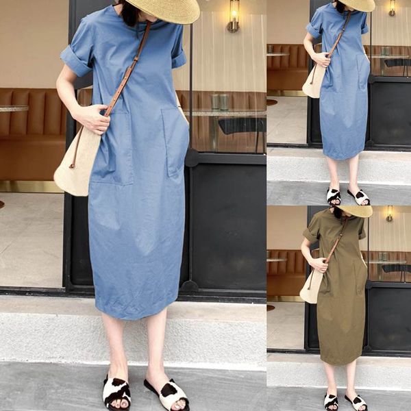 celmia fashion long shirt dress women short sleeve casual midi summer sundress o neck solid belted pockets vinatge vestidos robe, Black;gray
celmia fashion long shirt dress women short sleeve casual midi summer sundress o neck solid belted pockets vinatge vestidos robe, Black;gray
