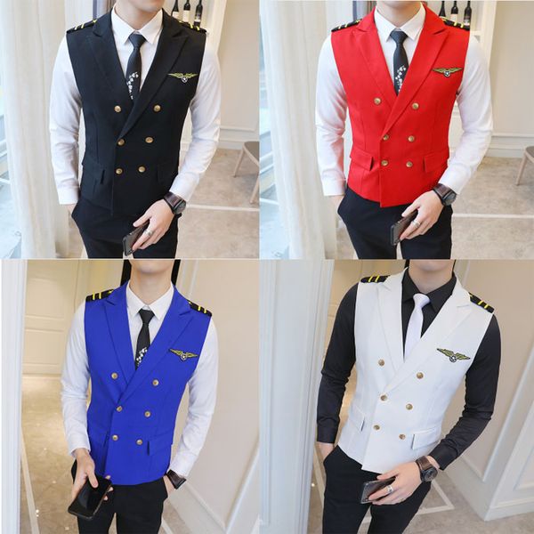 2019 new men's clothing fashion korean version of body armor youth night club hairstylist vest costumes, Black;white
2019 new men's clothing fashion korean version of body armor youth night club hairstylist vest costumes, Black;white