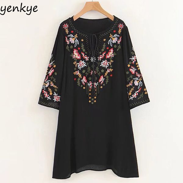 summer dress women floral embroidery dress tassel lace up o neck half sleeve loose casual dresses sdp8463, Black
summer dress women floral embroidery dress tassel lace up o neck half sleeve loose casual dresses sdp8463, Black